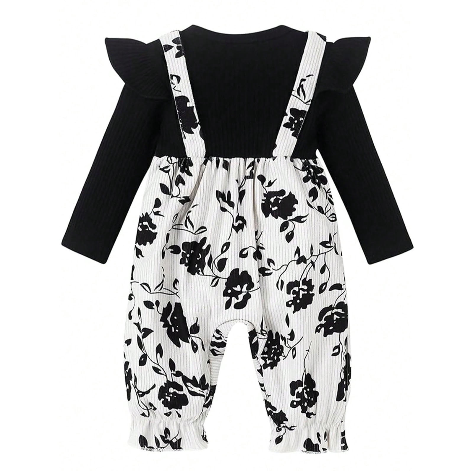 Staki Newborn Onesies Baby Girls Cotton Footed Sleep and Play 1M,3M,6M,9M,12M,18M(Black,9-12 Months)