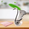 thumbnail image 4 of Juego de vajilla creativa de acero inoxidable Soledad con soporte de base de cisne decorativo 6 s Plata, 4 of 7