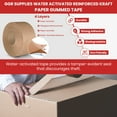 thumbnail image 2 of T.R.U. WAT-WAE Water Activated Reinforced Kraft Paper Gummed Tape (3 in. x 375 ft. (Pack of 2), 2 of 6
