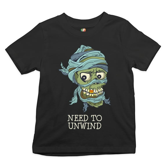 Tee Hunt Need to Unwind Youth T-Shirt Funny Halloween Zombie Trick-or-Treat Kids
