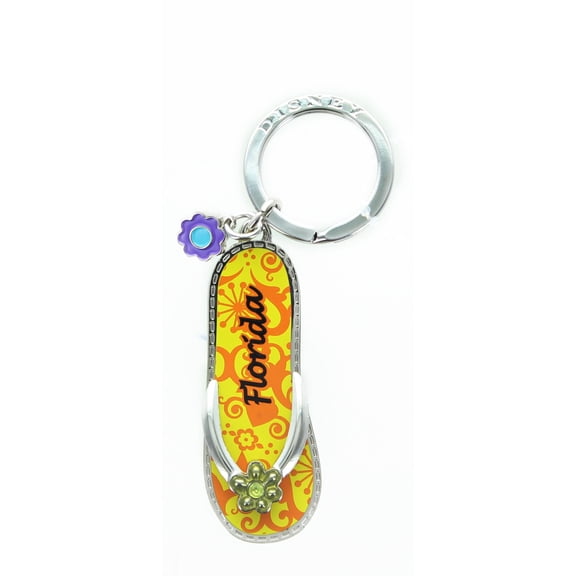 Florida Orange Flip Flop Pewter Key Ring