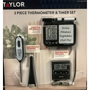 Taylor 3 Piece Set Digital Waterproof Thermometer & Digital Wired Thermometer + 4 Event Timer With Whiteboard