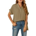 thumbnail image 1 of SAYOO , camisetas de manga corta para mujer, Color sólido/estampado, verano, cuello en V, blusas casuales sueltas, blusa, ropa de calle SAYOO Moda, 1 of 9