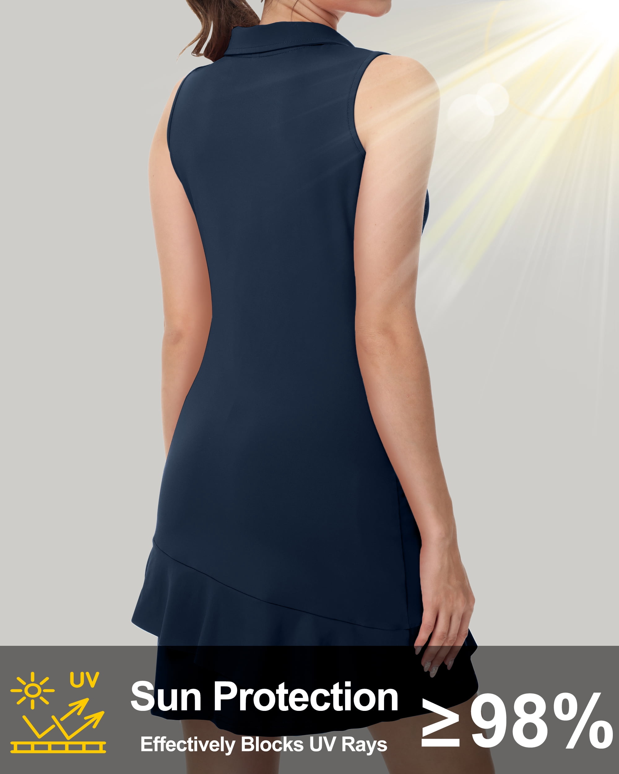 Tennis Dress for Women Golf Outfits with Shorts and Pockets Sleeveless Active Exercise Athletic Dresses for Women Black 2XL