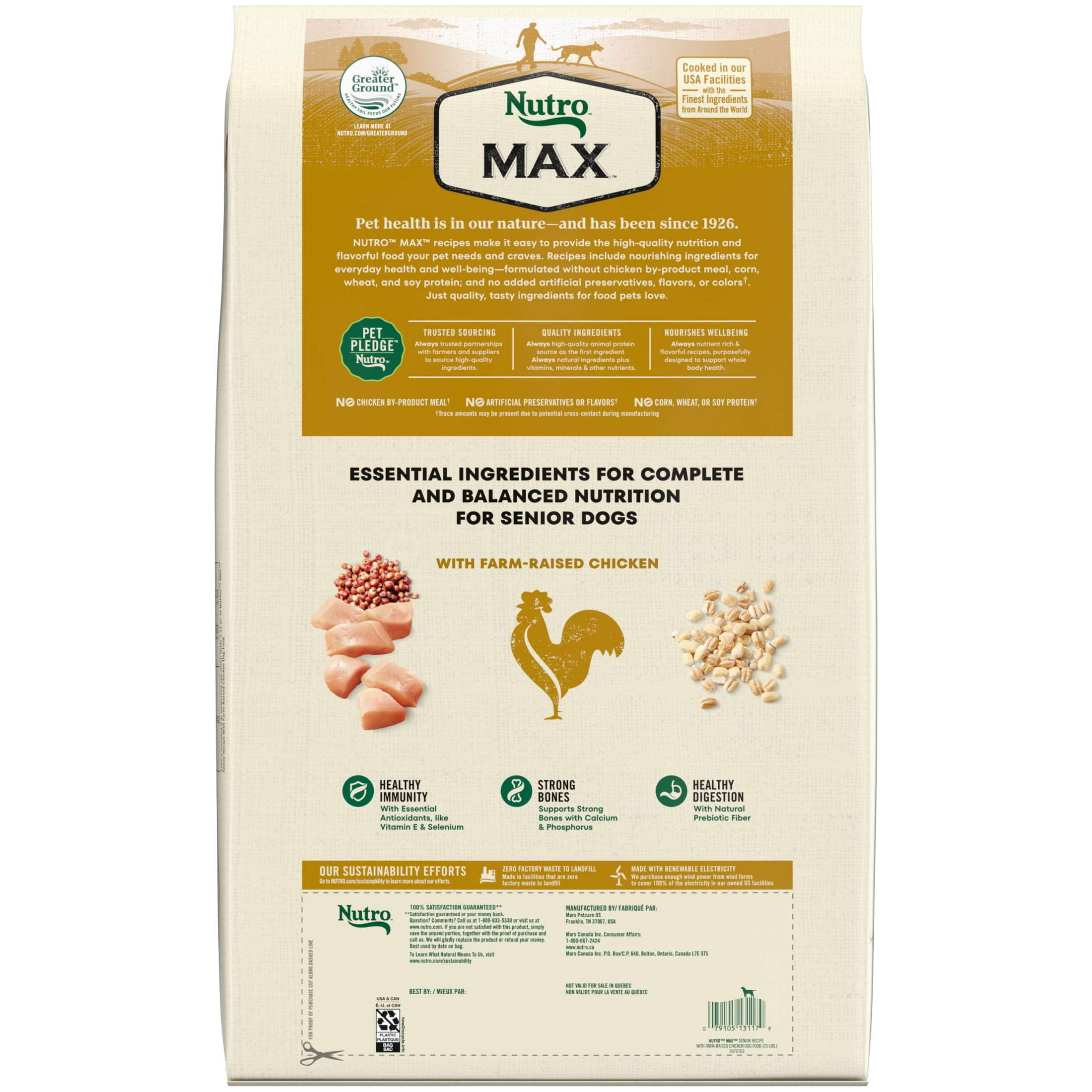 Nutro Max Senior Dry Dog Food with Farm-Raised Chicken, 25 lb. Bag