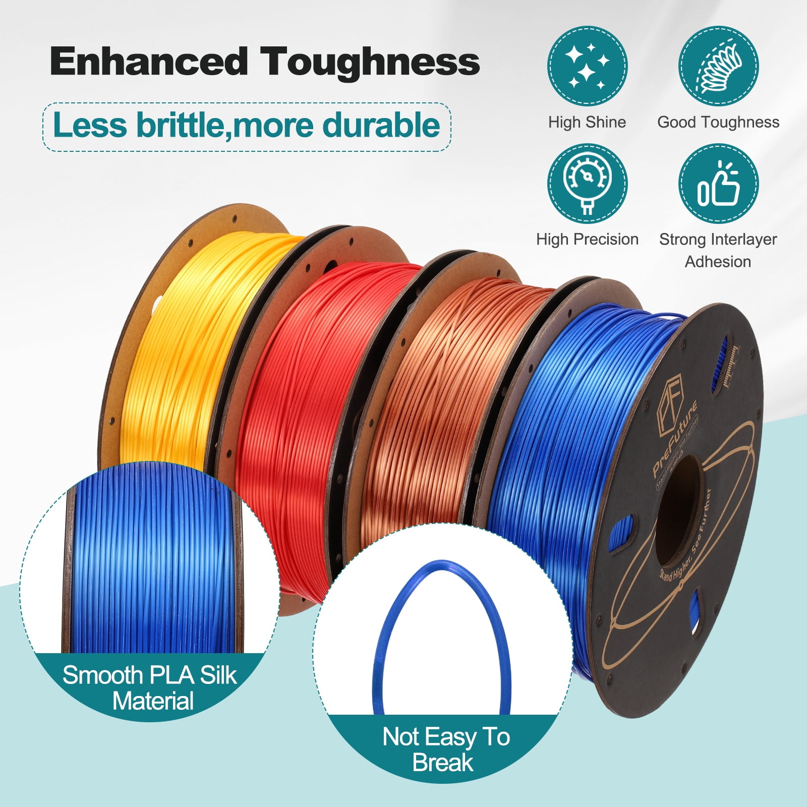 Uxcell Silk PLA Filament 1.75mm 1KG/2.2LB High Shine 3D Printer Filament, Enhanced Toughness, Dimensional Accuracy +/- 0.02mm for 3D Printer, Blue