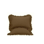 The Great American Store Premium Collections 2PC Ruffle Pillowshams (Euro 26 x 26, Taupe) 1800 Series Microfiber Wrinkle & Stain Resistant
