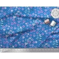 thumbnail image 2 of Soimoi Crepe Silk Fabric Leaves & Periwinkle Floral Print Sewing Fabric Yard 42 Inch Wide, 2 of 3