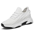 thumbnail image 6 of Lusa Mens 2.36 Inch Invisible Height Increasing Athletic Shoes Lightweight Mesh Breathable on Walking Shoes Simple Solid Color Low Top Lace-Up Running Sneakers White 43, 6 of 8