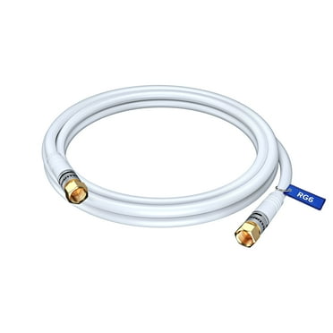 Coaxial Cable Triple Shielded CL3 in Wall-Rated (6 ft) RG6 Digital Audio Video (Coax Cable) Satellite TV, Antenna, Male F Connector Pin - 6 Feet