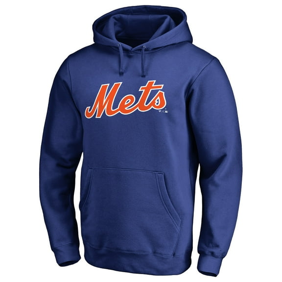 Men's Royal New York Mets Official Wordmark Fitted Pullover Hoodie