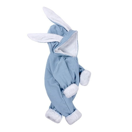 

QWERTYU Newborn Infant Baby Toddler Zip Up Cartoon Romper for Girl Boy Velvet Winter Warm Clothes Long Sleeve Jumpsuit 0-18M Blue 90
