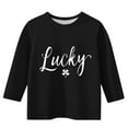 thumbnail image 5 of WQNVRNR Unisex Kids St. Patrick's Day Graphic Shirt- Casual Spring Tops Crew Neck 3/4 Sleeve Festive Shirt for Boys Girls Black Size 5, 5 of 5
