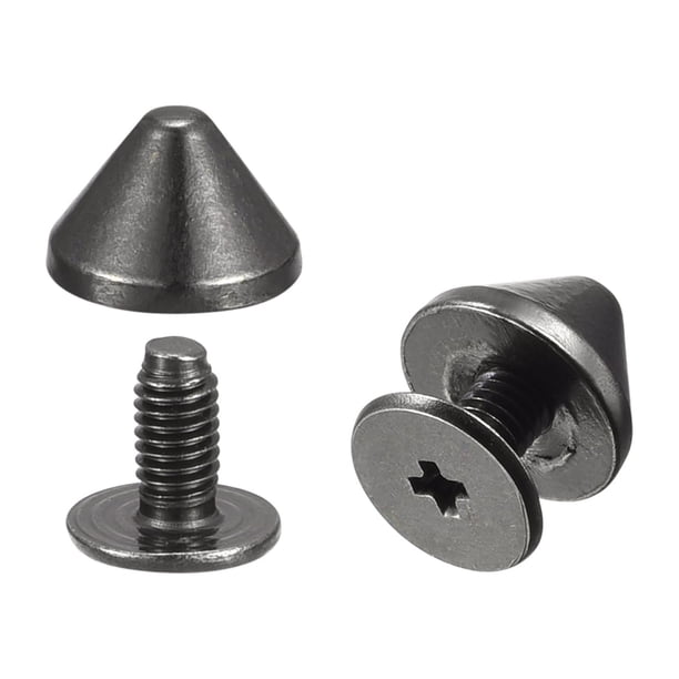 Remaches de Tornillo de 9x6mm para Cuero, Studs Sólidos Negros, 50 Conjuntos