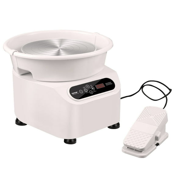 Pottery Wheel, 11 inch Pottery Forming Machine, 350W Electric Wheel for Pottery with Foot Pedal and LCD Touch Screen, Direct Drive Ceramic Wheel with Shaping Tools for DIY Art Craft, White