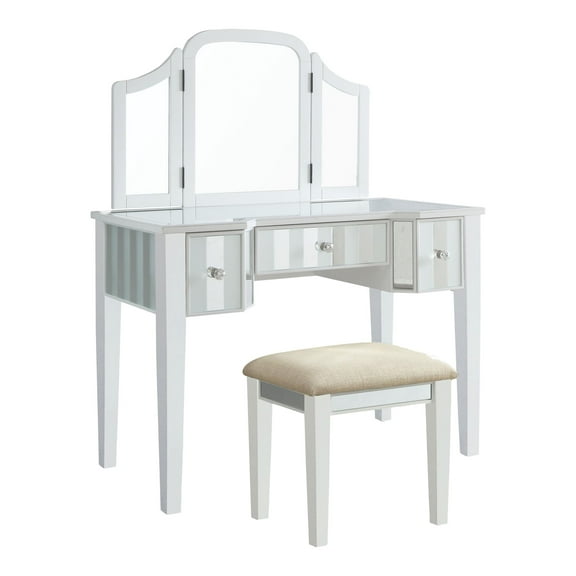 Furniture of America Aleana Contemporary Wood 3-Piece Vanity Set in White