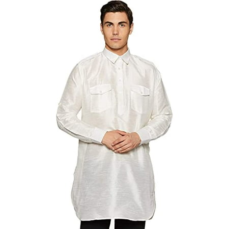 

Royal Kurta Men s Silk Blend Pathani Kurta (44 White)
