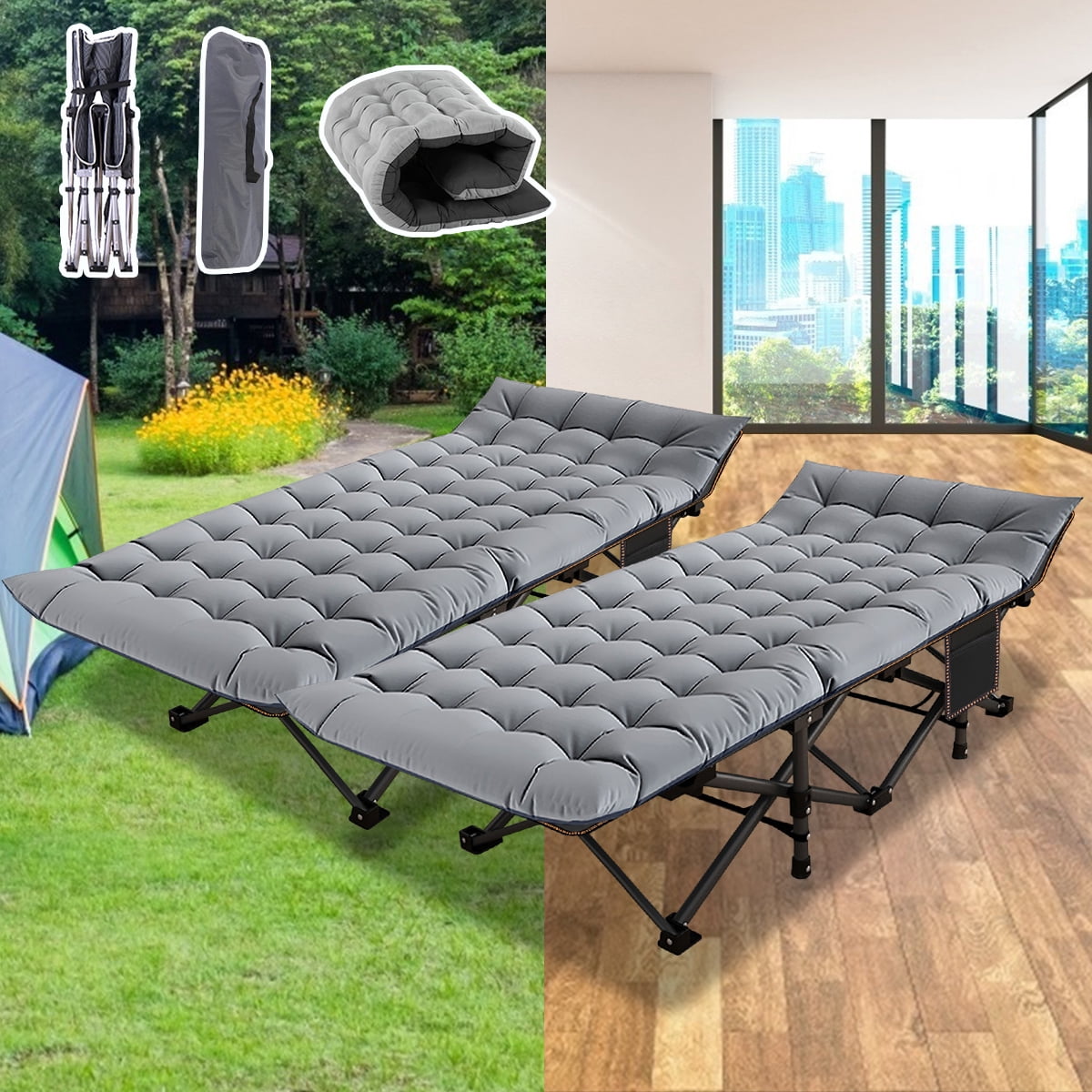 ABORON 2 Pack Folding Camping Cot for Adults & Kids, Folding Guest Bed ...