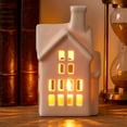 thumbnail image 5 of White Ceramic Christmas Village House Tea Light Holder, Decorative Seasonal Accent, Versatile Display, for Christmas Tree, Mantel, Shelf, Doorway, Living Room and Holiday Party Decor, 5 of 7