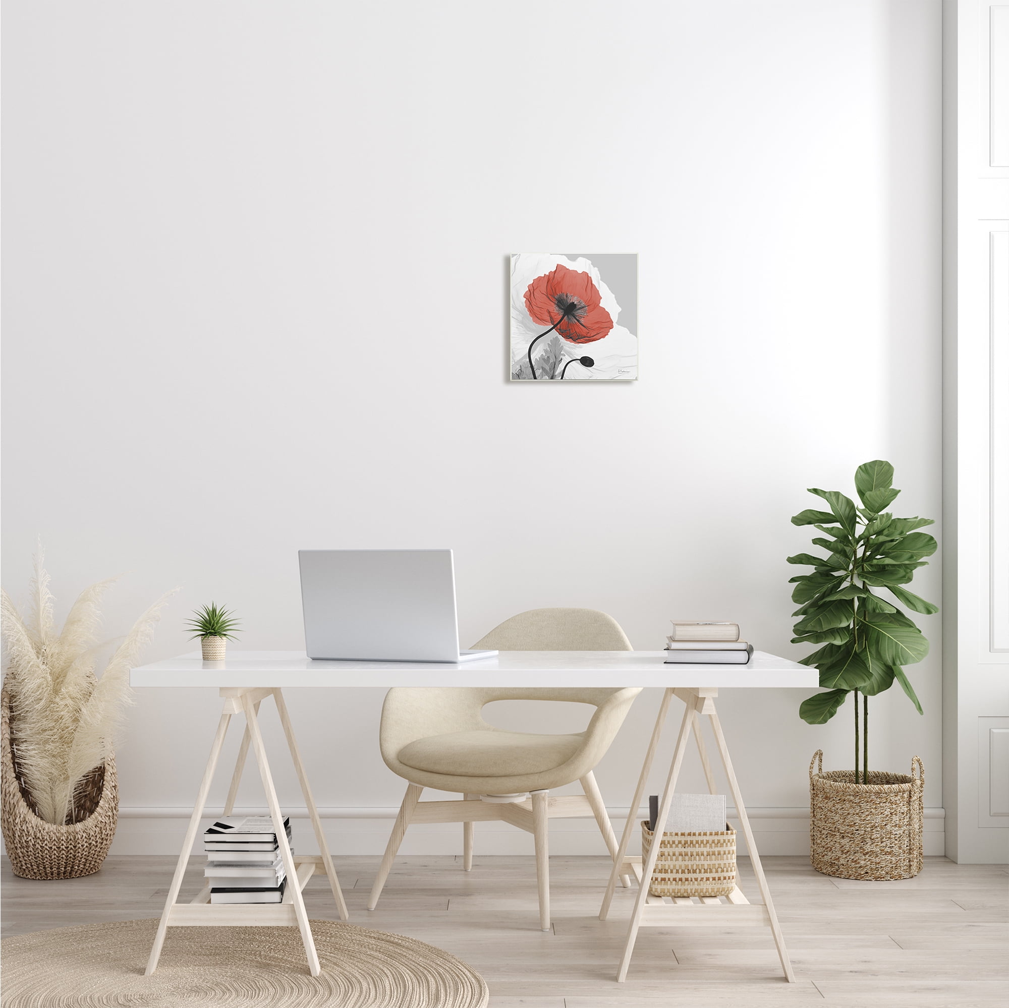 Stupell Industries Translucent Red Poppy Floral Modern Flower Botanical & Floral Photography Unframed Art Print Wall Art, 12 x 12