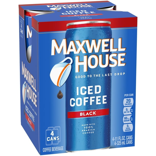 Maxwell House Ready to Drink Black Iced Coffee, 11 oz Cans, Pack of 4