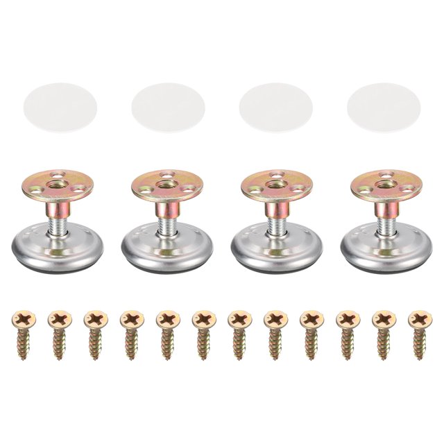 Unique Bargains Thread Furniture Leveling Feet, 4Pcs - Adjustable Self-adhesive Screw-in Raised Base for Tables Sofas (50 x 12 MM)