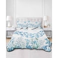thumbnail image 2 of Quilts Twin Size Bedding Set, Blue Coastal Jellyfish Lightweight Quilted Comforter, Fish Coral Ocean Life Underwater Soft Reversible Bedspread Coverlet with Pillow Covers for All Season, 68" x 86", 2 of 7