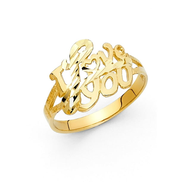 AA Jewels - Solid 14k Yellow Gold I Love You Fashion Anniversary Ring ...