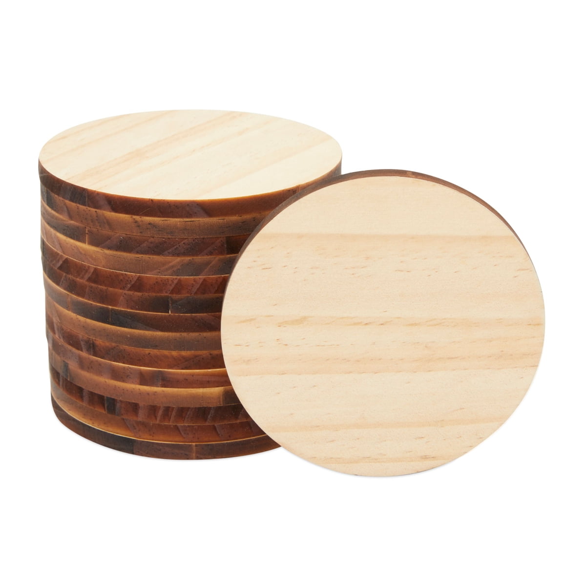 60 Pack 4 Inch Wood Circles for Crafts Unfinished Wood Rounds Wooden Cutouts for Crafts Wood Burning Blank Wood Slices for Coasters Home Decor Wooden Circles for Kids Painting 
