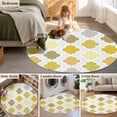 thumbnail image 5 of Round Area Rug 3 Ft, Yellow Orange Moroccan Washable Non-Slip Circle Carpet for Living Room/Bedroom, Vintage Boho Geometric Pattern Gray Low-Profile Small Floor Mats Collection Rugs for Indoor, 5 of 8