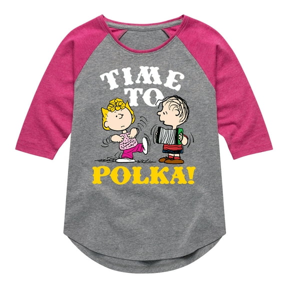 Peanuts - Time To Polka - Toddler & Youth Girls Raglan Graphic T-Shirt