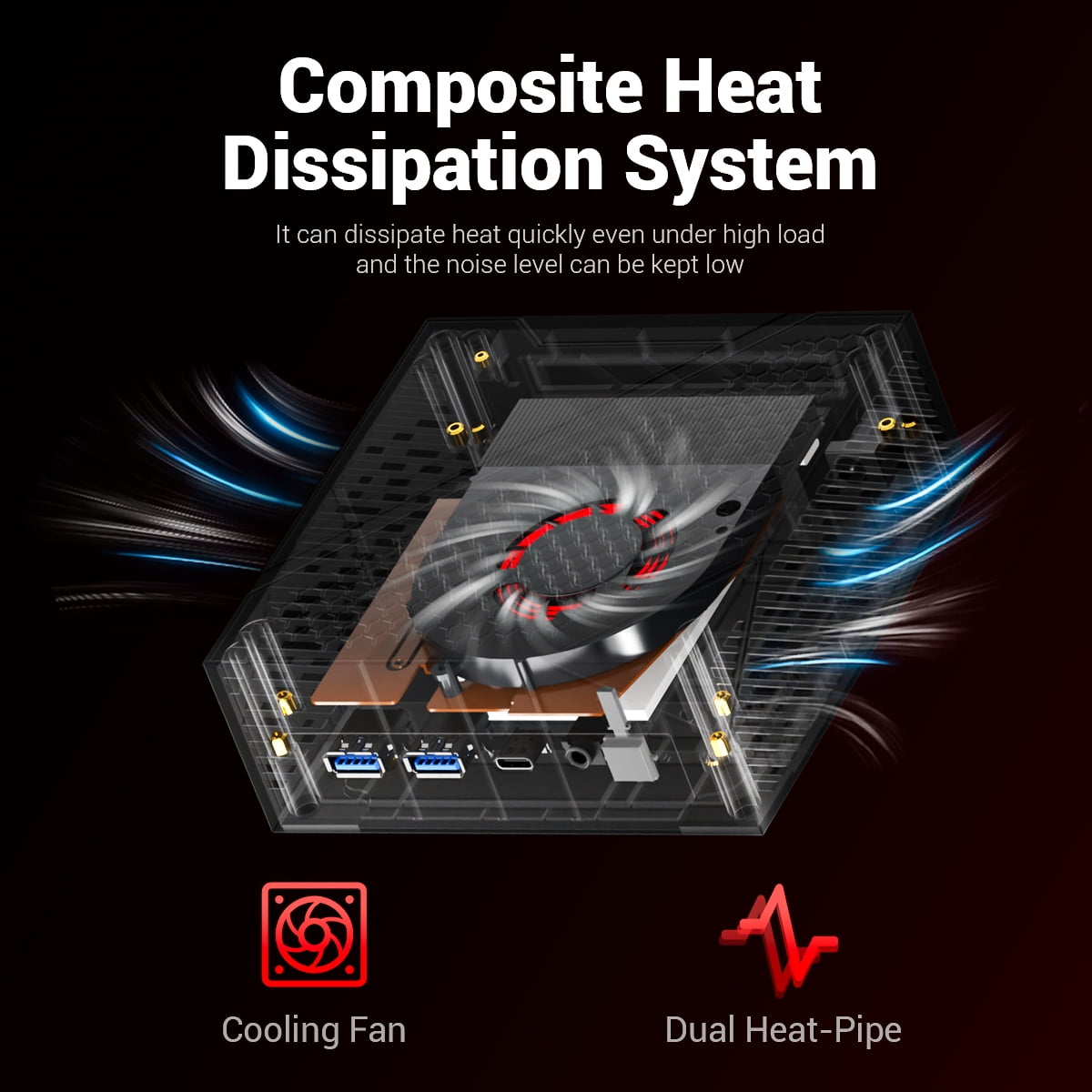 FIREBAT 【AM02】 Mini Gaming PC: AMD Ryzen 5 6600H, 16GB RAM, 512GB SSD, Triple Display 4K | Ultra-Slim Small Form Factor Desktop for Home Office/Gamers