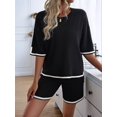 thumbnail image 4 of Womens Lounge Sets 2 Piece Outfits Short Sleeve Pullover Tops Wide Leg Pants Summer Travel Outfits Black S, 4 of 9