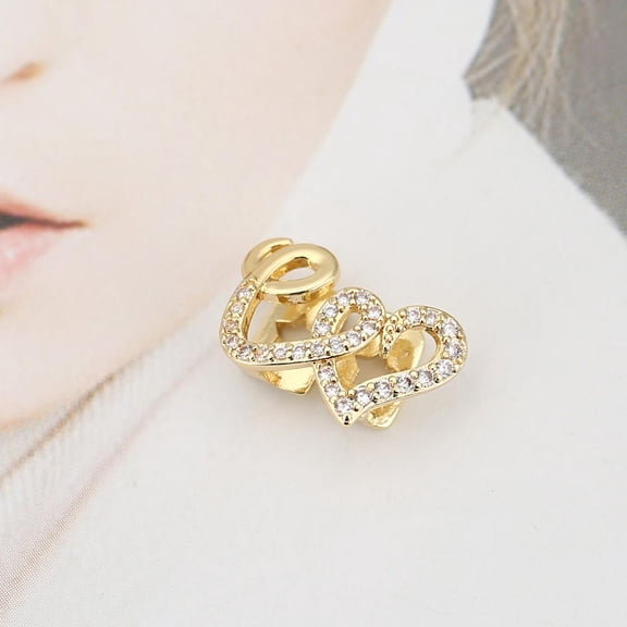 Punk Copper Double Heart Teeth Caps for Women Men Hip Hop Zircon Hollow Love Tooth Grillz Couple Jewelry Accessories