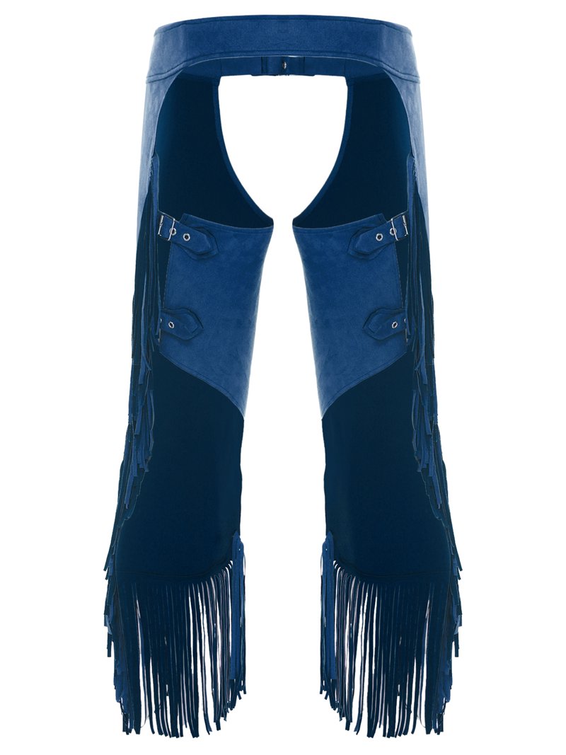 Chaps D'équitation Western Franges Bleues - Taille L - Adulte - D'occasion