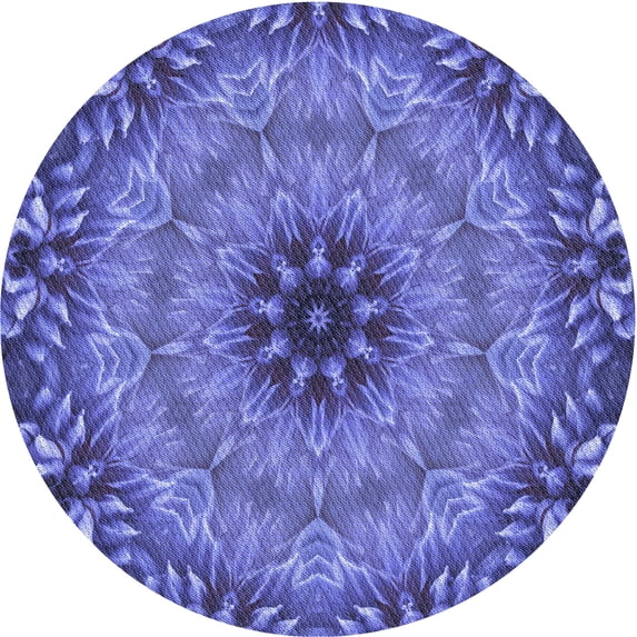 Ahgly Company Machine Washable Indoor Round Transitional Light Slate Blue Area Rugs, 8' Round