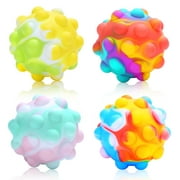 Neasyth Push Bubble Fidget Toy, 4 Pack 3D Stress Relief Balls, Pop Fidget Sensory Toys for Kids and Adults