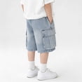 thumbnail image 5 of ZOYOEN Boys Denim Shorts with Big Pockets- Elastic Waist Baggy Casual Fashion Kids Cargo Jean Shorts Blue Size 5-14, 5 of 8