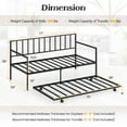 thumbnail image 3 of Costway Twin Metal Daybed Sofa Bed with Trundle & Lockable Casters for Living Room, 3 of 9