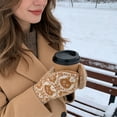 thumbnail image 4 of Warm Knit Cat Pattern Mittens Fuzzy Winter Gloves for Fall and Cold Weather Outdoor Use 2PCS, 4 of 9