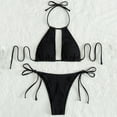 thumbnail image 3 of OSFVNOXV Thong Swimsuits for Women 2-Piece Bikini Sets Push Up Halter Swim Top and High Waisted G-String Thong Beachwear Bathing Suit, 3 of 4
