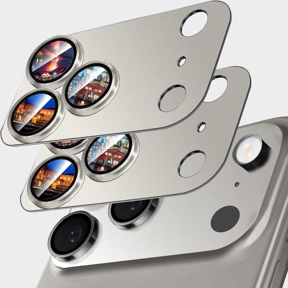 2 Pack Camera Lens Protector Compatible with iPhone 17 Pro Max,Metal Aluminum Alloy Tempered Glass Camera Protector,Case Friendly