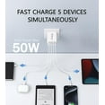 thumbnail image 2 of Bloque de cargador rápido USB C Qwinjwin de 50 W y 5 puertos para iPhone, 2 of 7