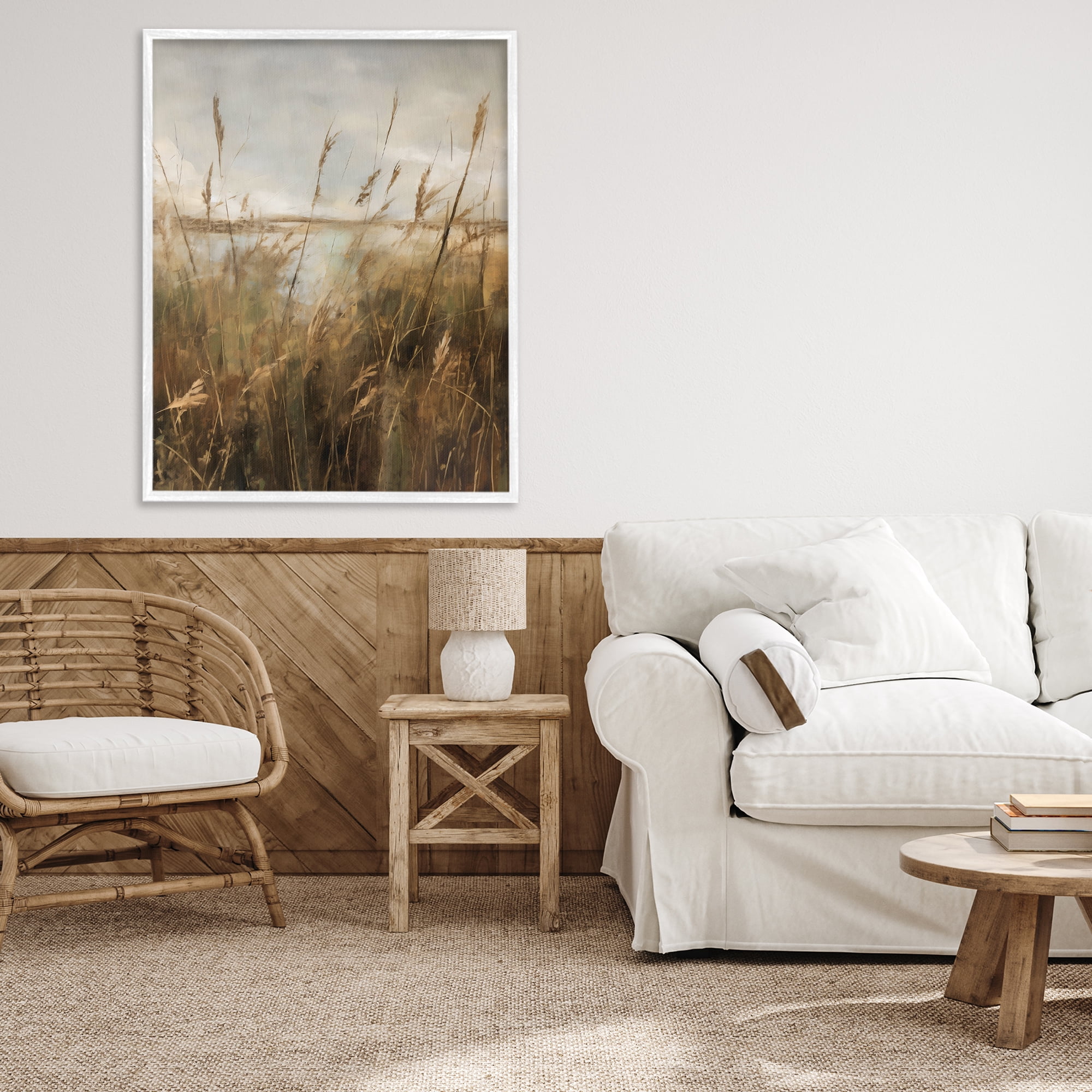 Stupell Industries Tall Grass Beside Quiet Lake White Framed Giclee Art, design by Creative Studio