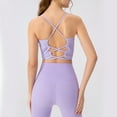 thumbnail image 5 of JGGSPWM Women's Workout Sports Bras Fitness Padded Yoga Crop Tank Top Twist Back Cami Tees Purple XL, 5 of 5