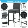 thumbnail image 5 of AVAWING Outdoor Wicker Rattan Bar Stools Set of 2 with Cushion for Lawn, Black, 5 of 7