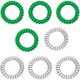 thumbnail image 4 of Amelia Beauty Products 8 Medium Elastic Hair Coils, 2.0in Diameter Thick Spiral Hair Ties, Gentle on Hair, Strong Hold and Minimizes Dents and Creases, Emerald and White Mix, 4 of 12