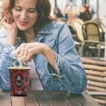 thumbnail image 6 of 100 Count High Quality Disposable Paper Hot Coffee Cups with Lids, Perfect For Hot Drinks Tea & Coffee, Coffee Shops And Bars (8oz, Coffee Bean Design), 6 of 8