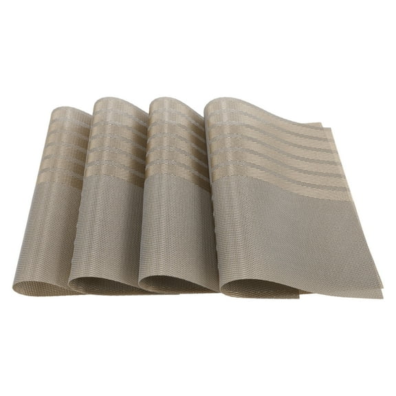 4 Pcs Grid Style Placemats PET Place Mats for Kitchen Dining Table Washable Table Mats Gray