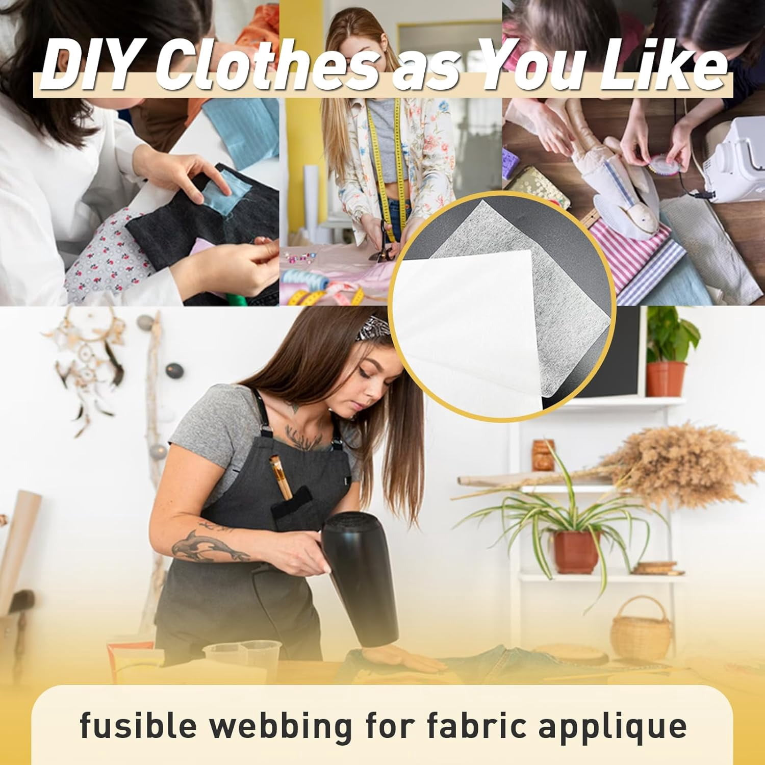 Stitch Witchery 50 Sheets, 8" x 12" Fusible Webbing for Fabric Applique, Medium Weight Fusible Interfacing, Stitch Witchery Fusible Bonding Web for Fabric for DIY Crafts